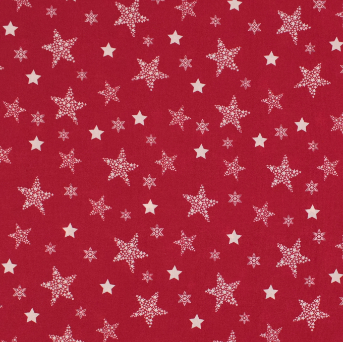 Popeline katoen christmas star, rood