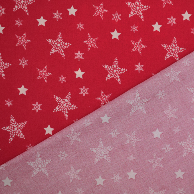 Popeline katoen christmas star, rood