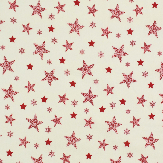 Popeline katoen christmas star, vanille