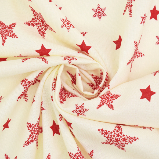 Popeline katoen christmas star, vanille