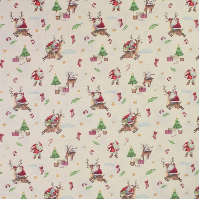 Cotton poplin Christmas Time, cream