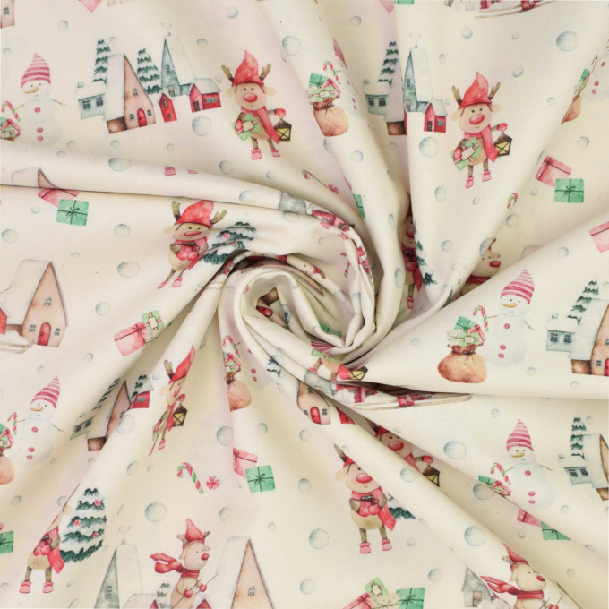 Baumwoll Popeline Christmas Wishes creme