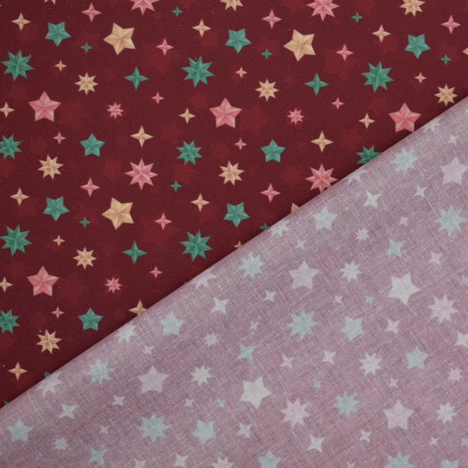 Baumwoll Popeline Color Stars, dunkelrot