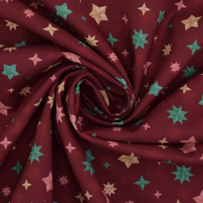 Baumwoll Popeline Color Stars, dunkelrot