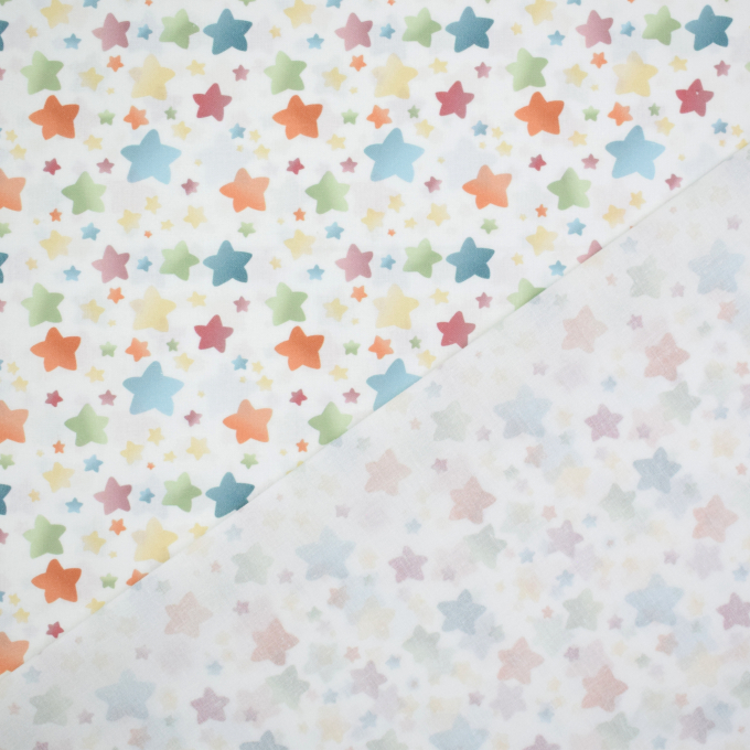 Baumwoll Popeline Comic Stars, weiß