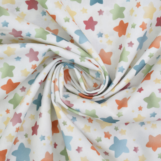 Baumwoll Popeline Comic Stars, weiß