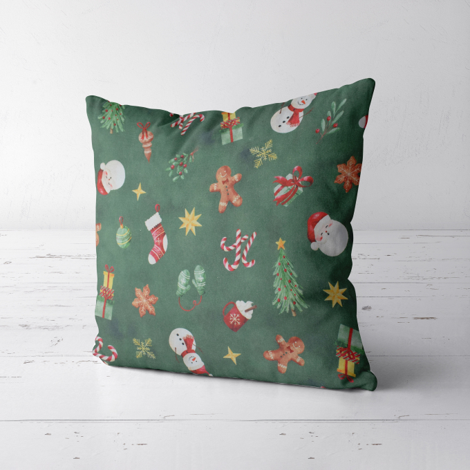 Cotton poplin Cosy Christmas, dark green