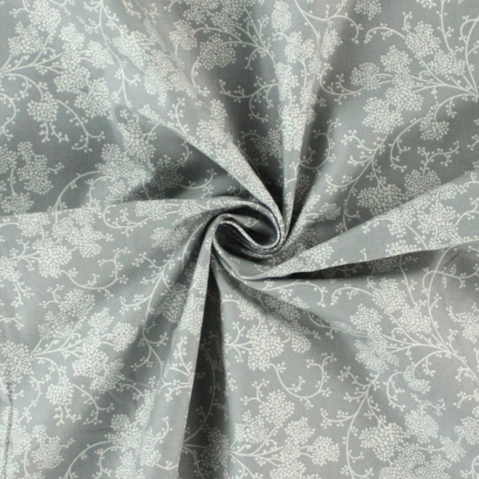 Cotton poplin cottage elder, grey / white