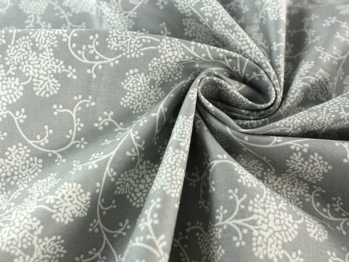 Cotton poplin cottage elder, grey / white