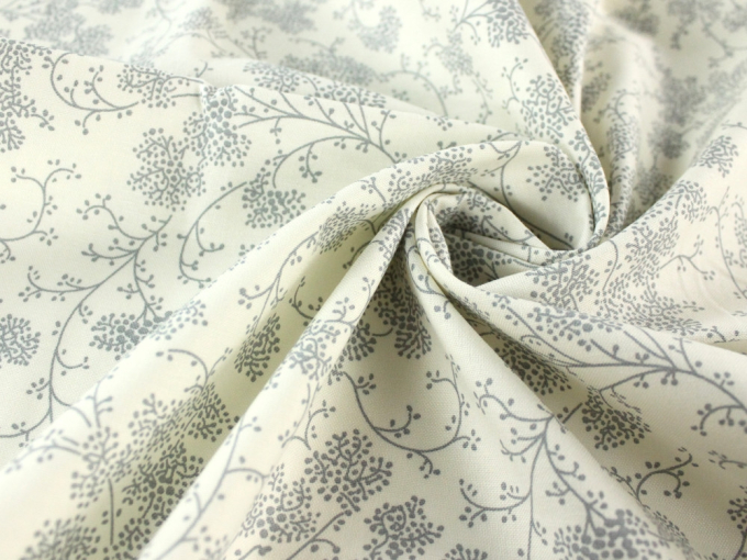 Cotton poplin cottage elder, white / grey