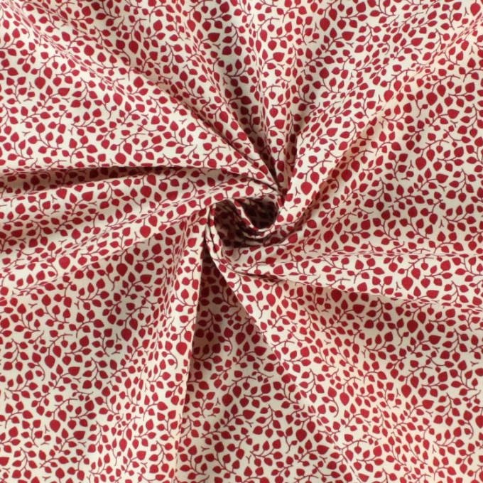 Cotton Cottage leaves, white red