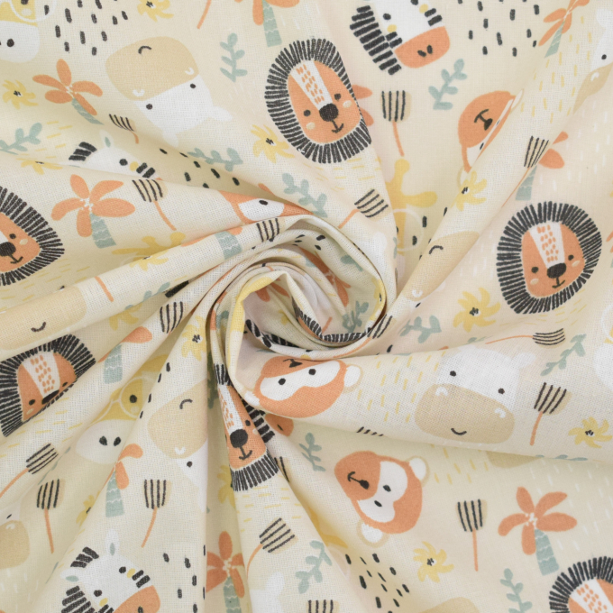 Baumwoll Popeline Cute Animals, beige