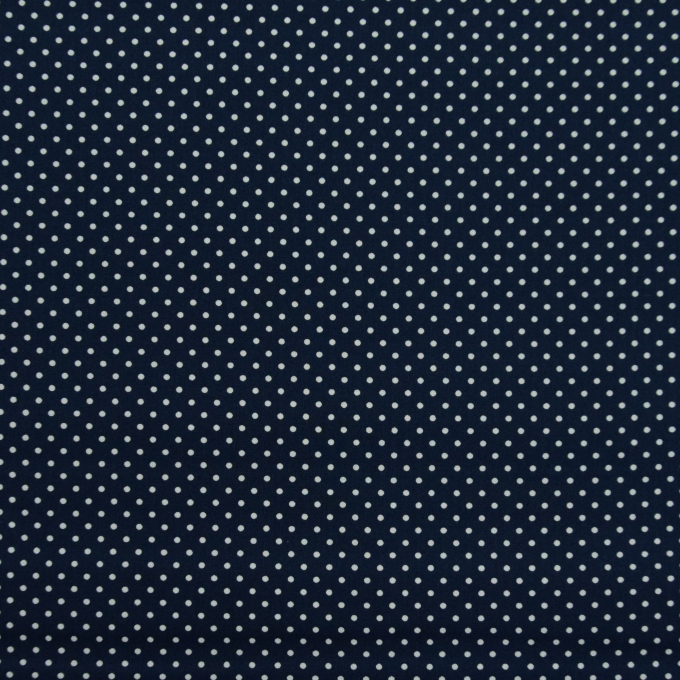 Tissu coton popeline à pois Dots, blanc – bleu marine