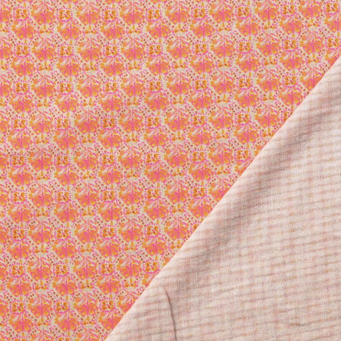 Tissu coton popeline Feuilles Fantasy Leaves, orange