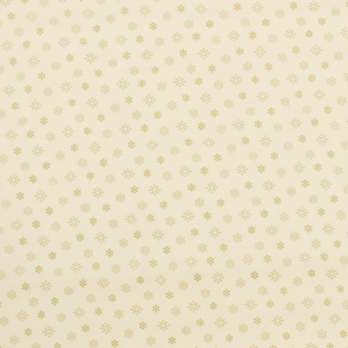 Tissu coton popeline Flocons de neige Noël Golden Snowflakes, crème