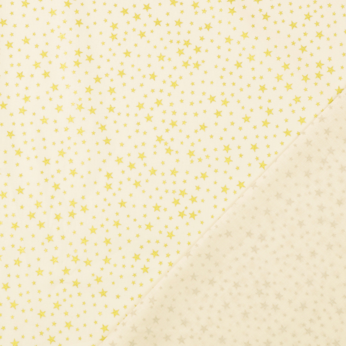 Tissu coton popeline Golden Stars, crème