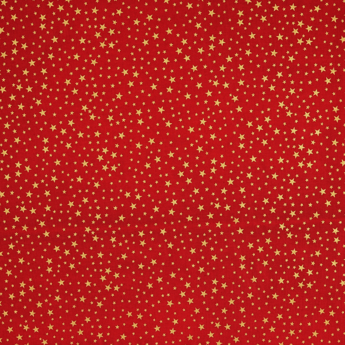 Tissu coton popeline Golden Stars, rouge