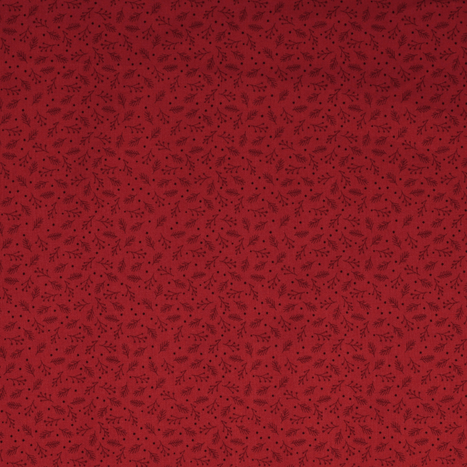 Cotton poplin small twigs, dark red