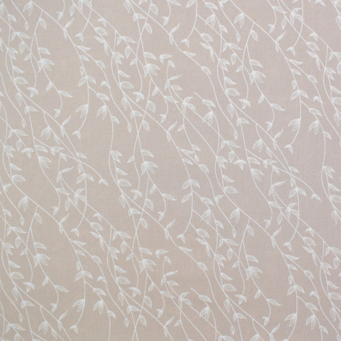 Popeline katoen leaves, lichtbeige