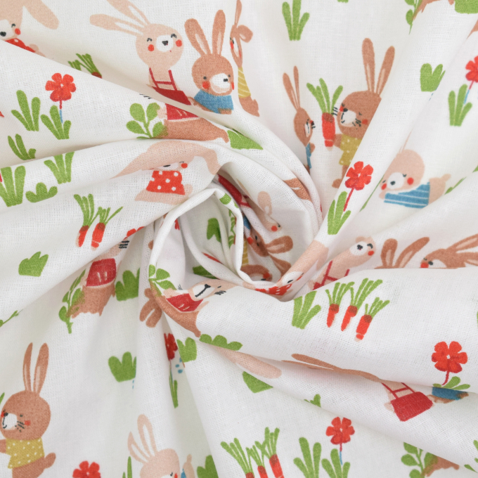 Baumwoll Popeline Little Bunny, weiß