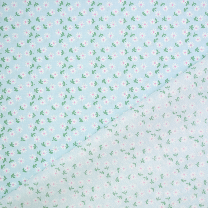 Tissu coton popeline Fleurs Little Flowers, bleu clair