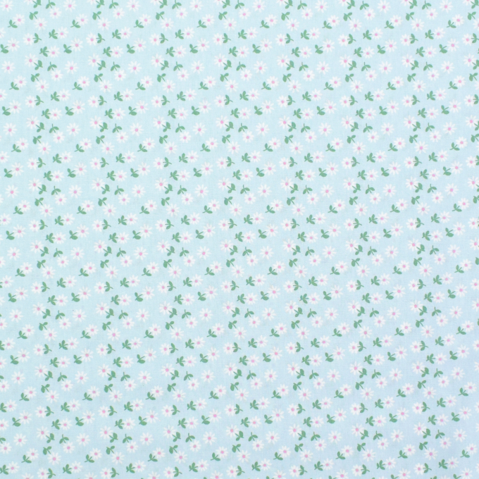 Tissu coton popeline Fleurs Little Flowers, bleu clair