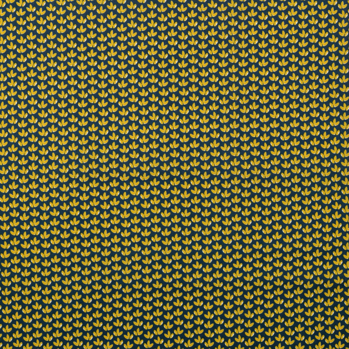 Katoenen stof Little Leaves, donkerpetrol