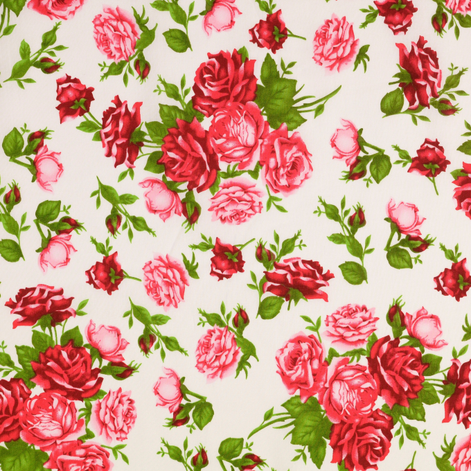 Tissu coton popeline Lovely Rose, blanc