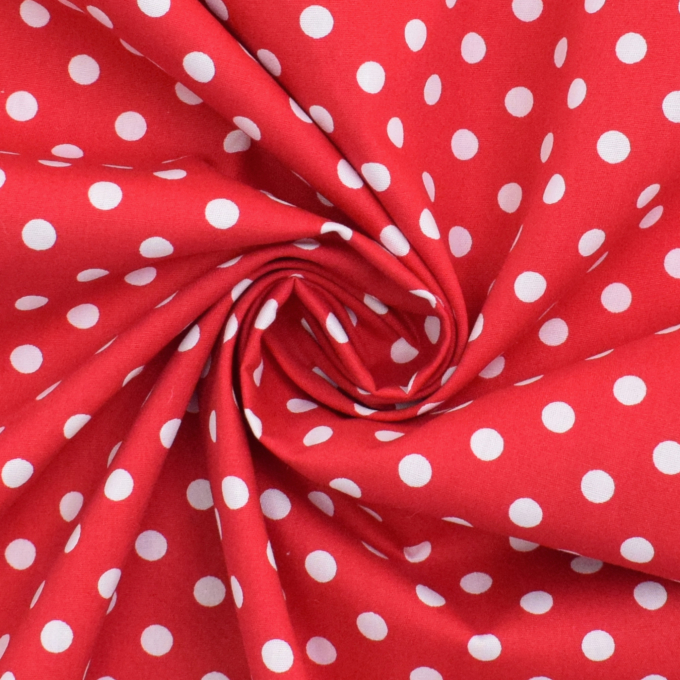 Katoen middelgrote stippen, rood