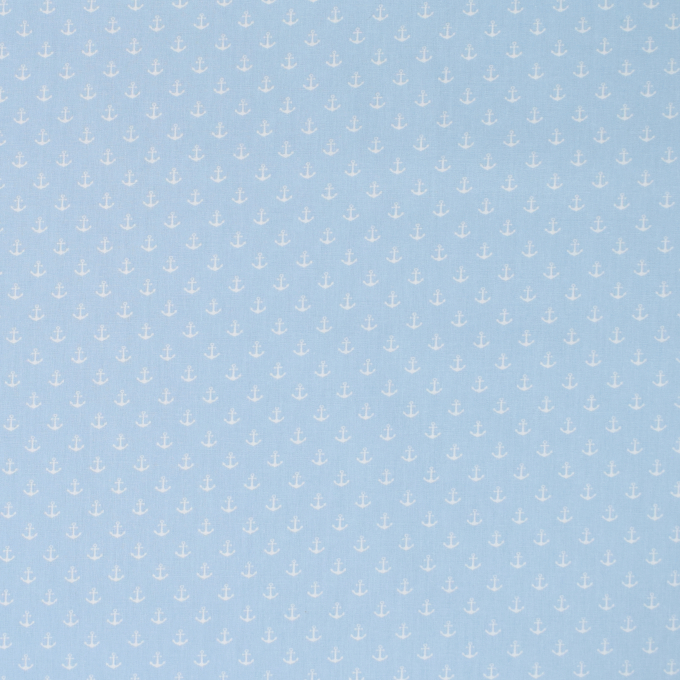 Tissu coton popeline Mini ancres marines, bleu clair