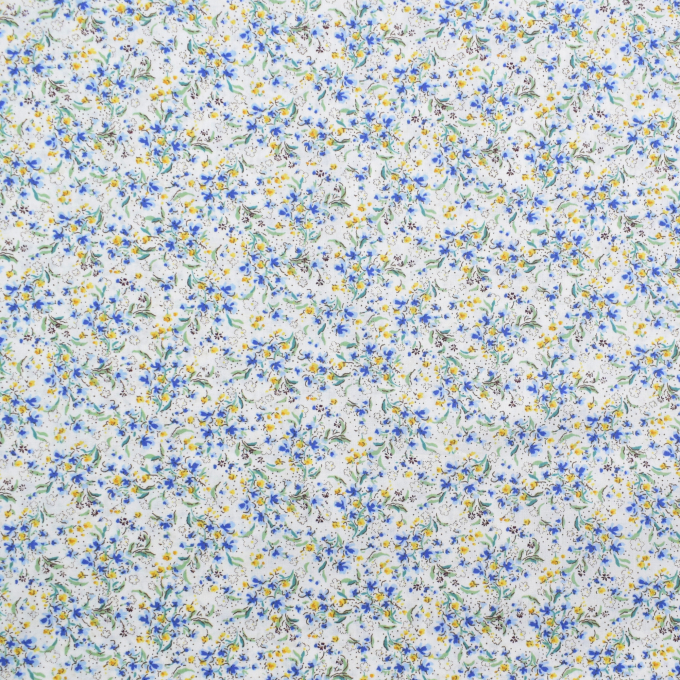 Tissu coton popeline Fleurs mini flowers, blanc