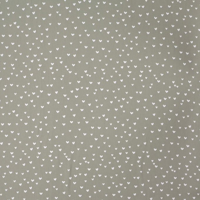 Tissu coton popeline mini Coeurs, vert olive pâle