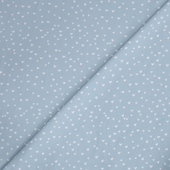 Tissu coton popeline mini Coeurs, bleu clair