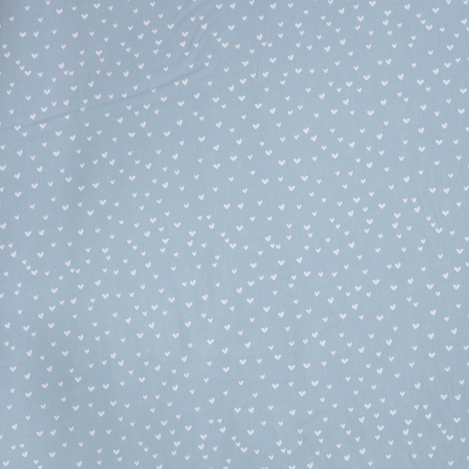 Tissu coton popeline mini Coeurs, bleu clair