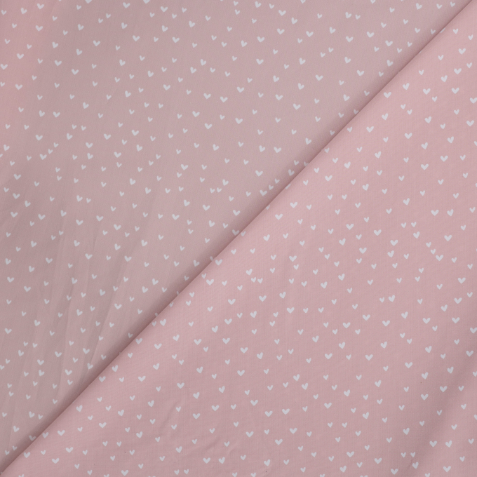 Tissu coton popeline mini Coeurs, rose millennial