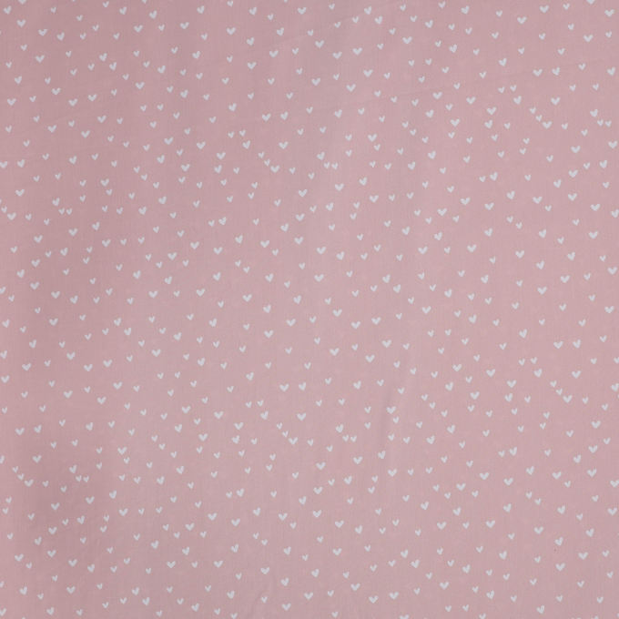 Tissu coton popeline mini Coeurs, rose millennial