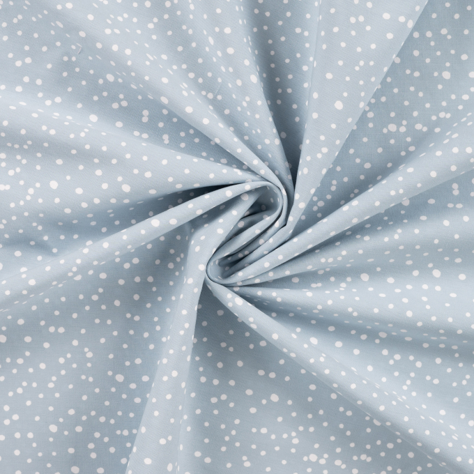 Tissu coton popeline à pois mini, bleu clair