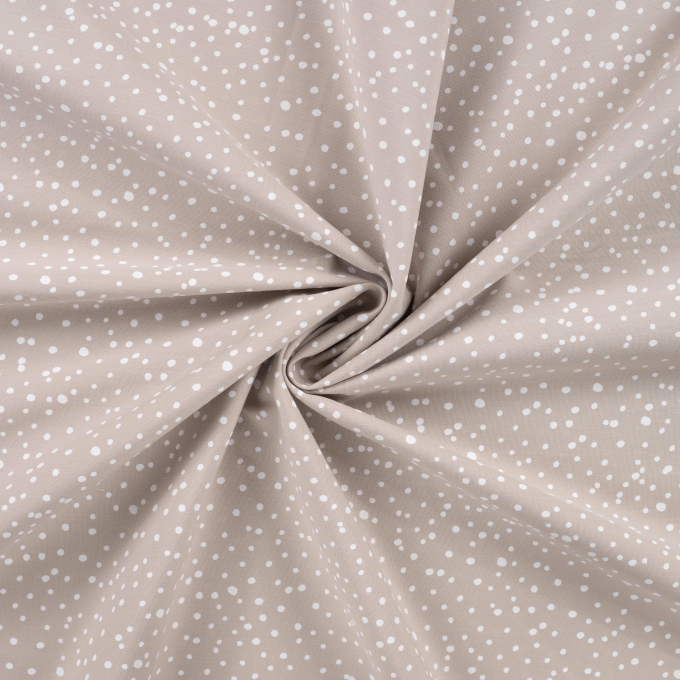 Tissu coton popeline à pois mini, sable