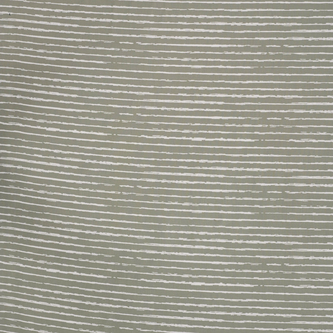Tissu coton popeline rayé mini, vert olive pâle
