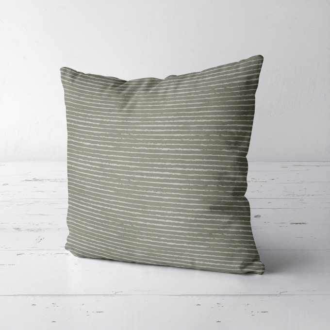 Tissu coton popeline rayé mini, vert olive pâle
