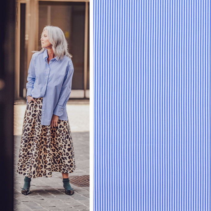 Cotton poplin Mini Stripes Fibre Mood, blue