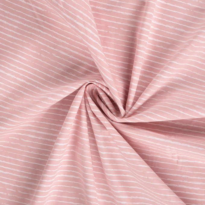 Tissu coton popeline rayé mini, rose millennial