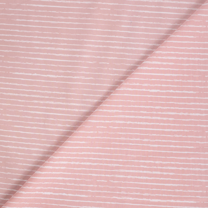 Tissu coton popeline rayé mini, rose millennial