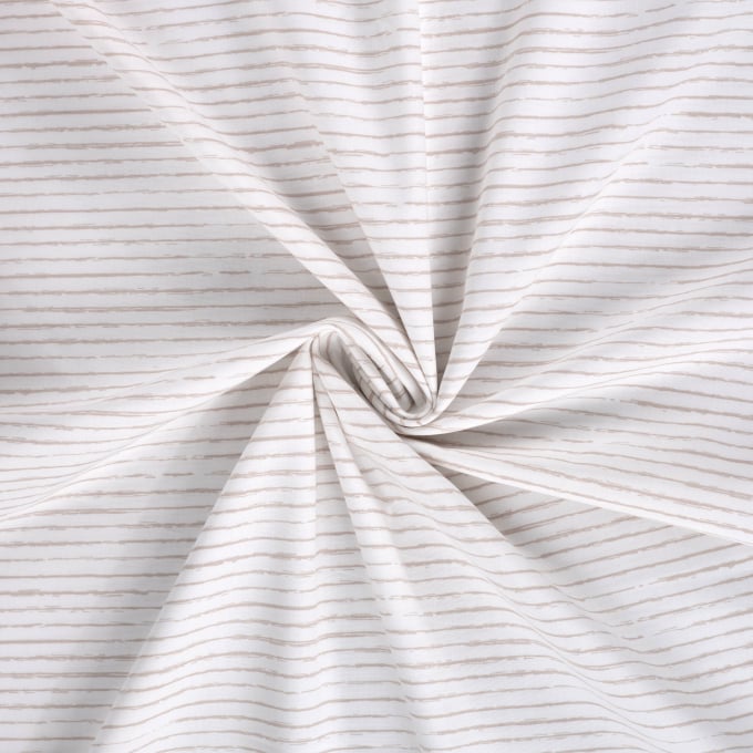 Katoen popeline mini stripes, gebroken wit