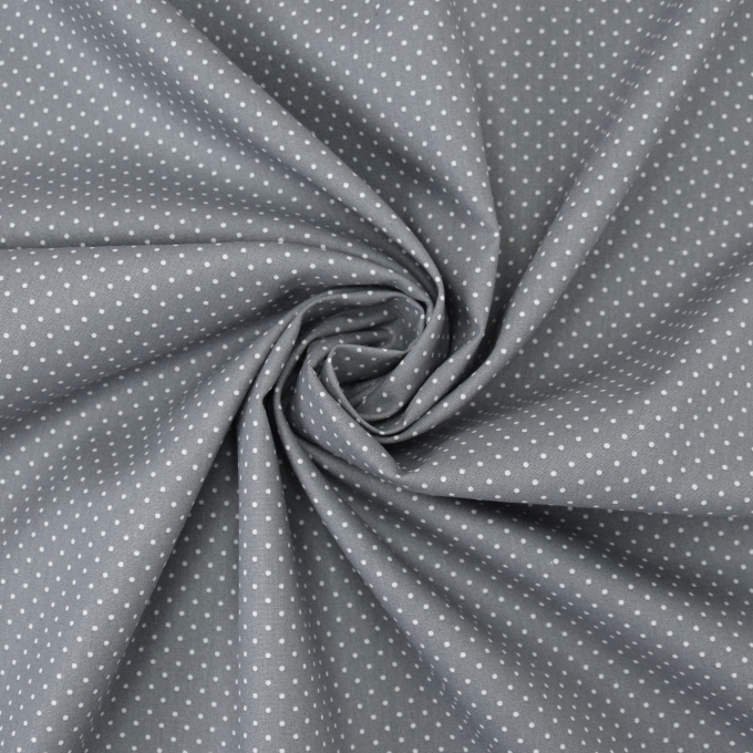 Tissu coton popeline à petits pois, gris