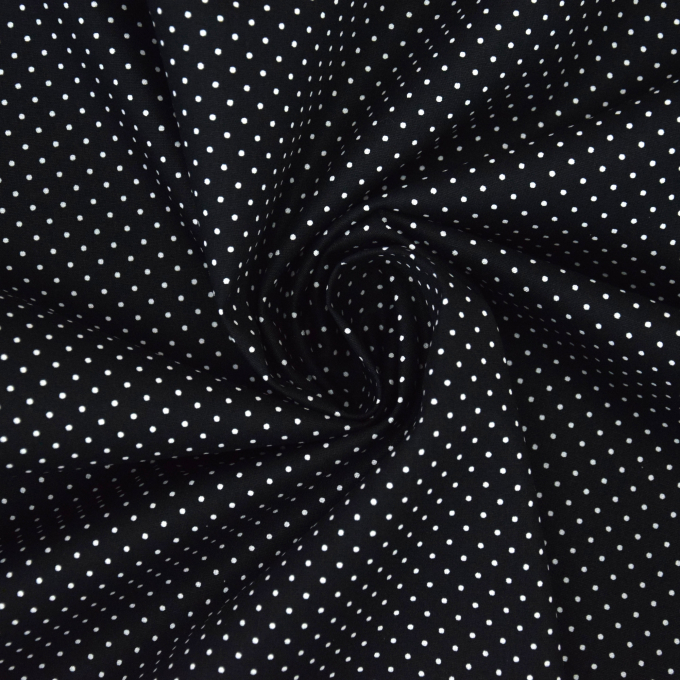 Tissu coton popeline à petits pois, noir