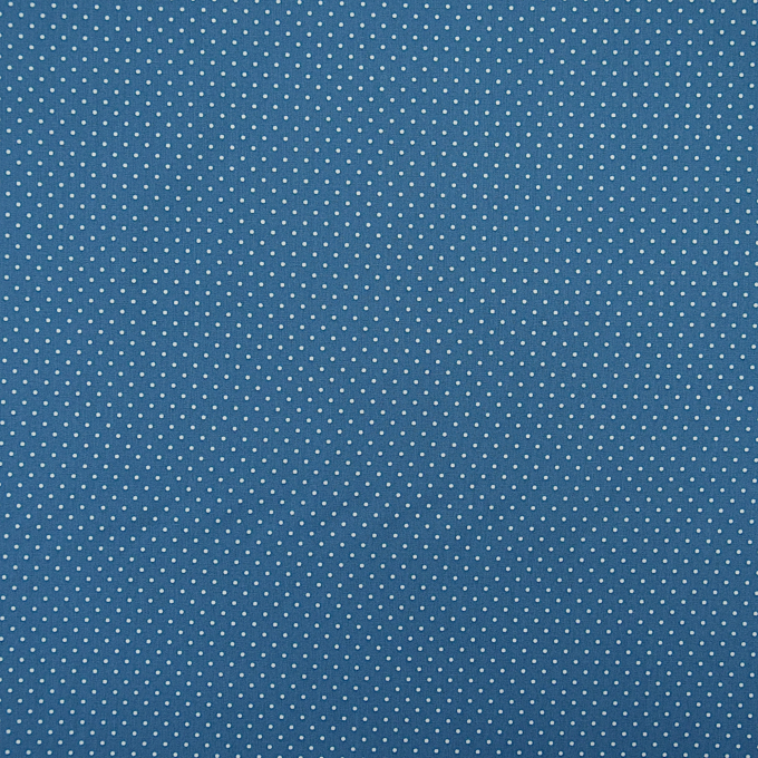Tissu coton popeline à petits pois, bleu pigeon