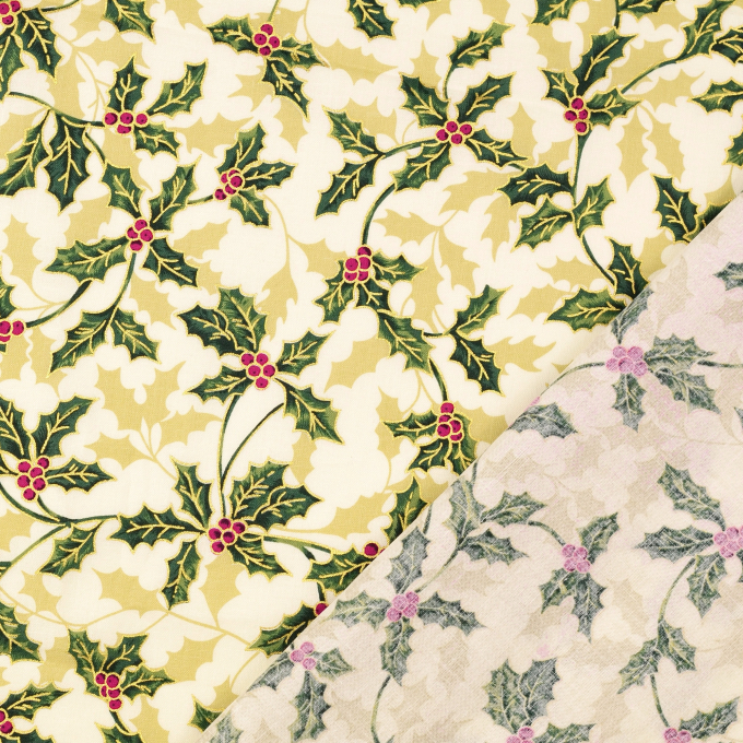 Tissu coton popeline Mistletoe, crème