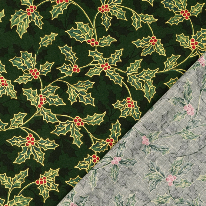 Tissu coton popeline Mistletoe, vert foncé