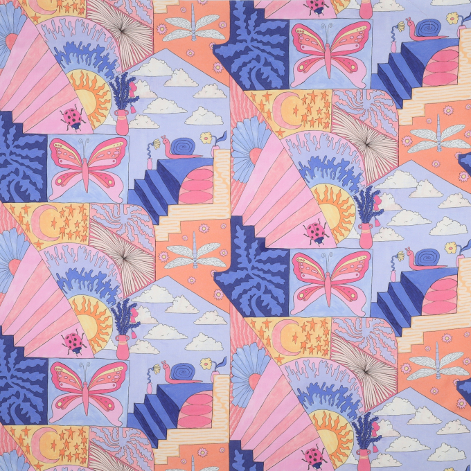 Tissu coton popeline Nerida Hansen Little Creatures, bleu